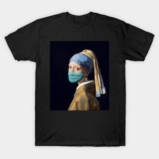 Pandemic Mask Art Girl With A Pearl Earing T-Shirt